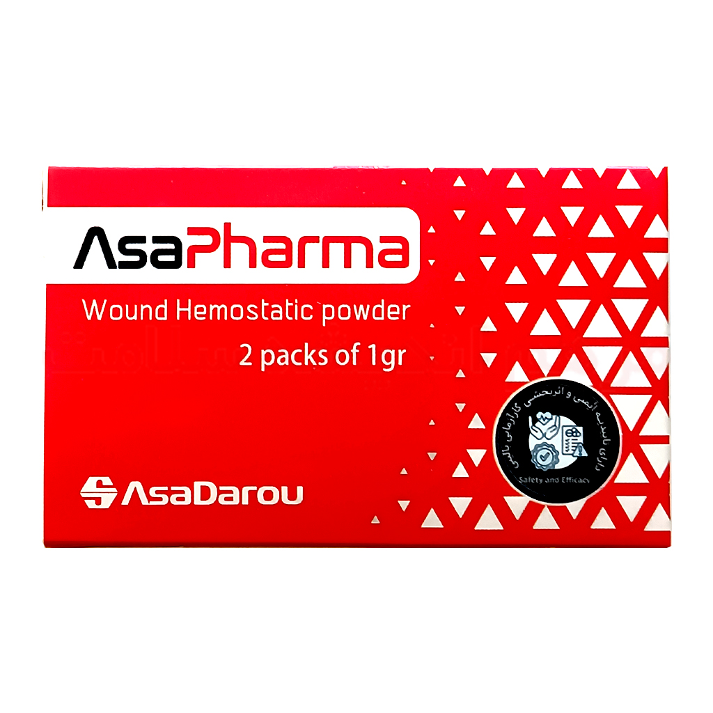 پودر بند آورنده خونریزی آسافارما 2 گرمی کلینیک زخم مشهد پودر بند آورنده خونریزی آسافارما
